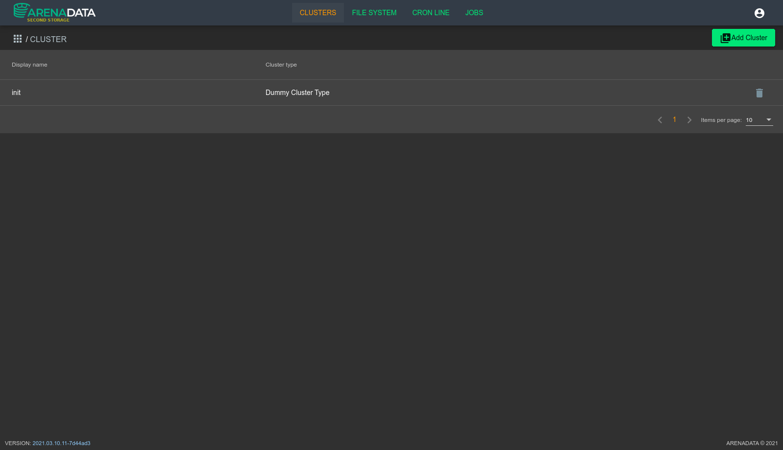 Cluster List View