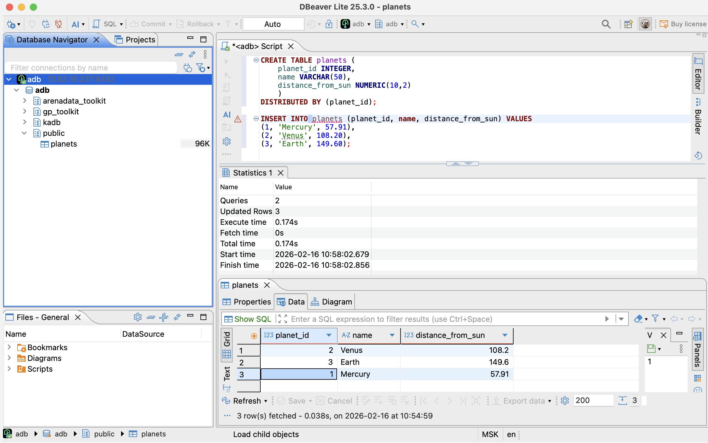 Sample query in DBeaver