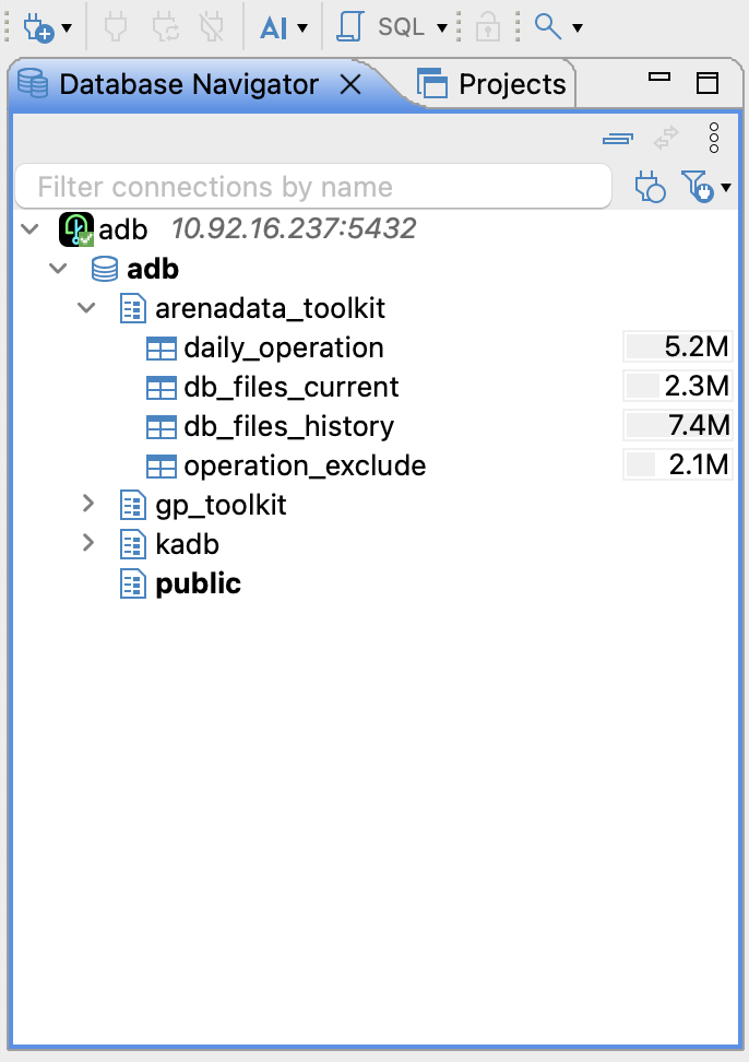 Database Navigator in DBeaver