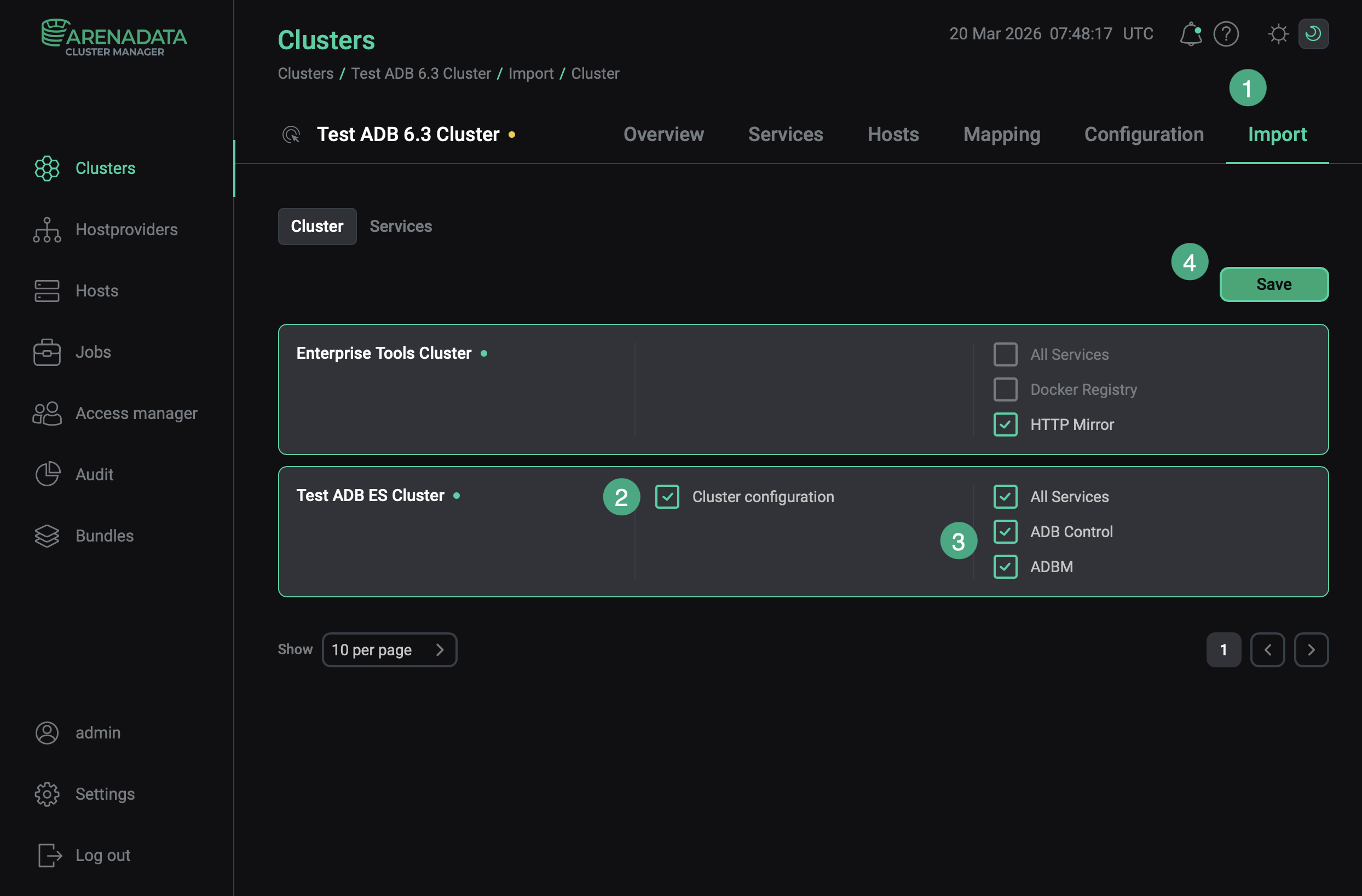 Integration with an ADB ES cluster