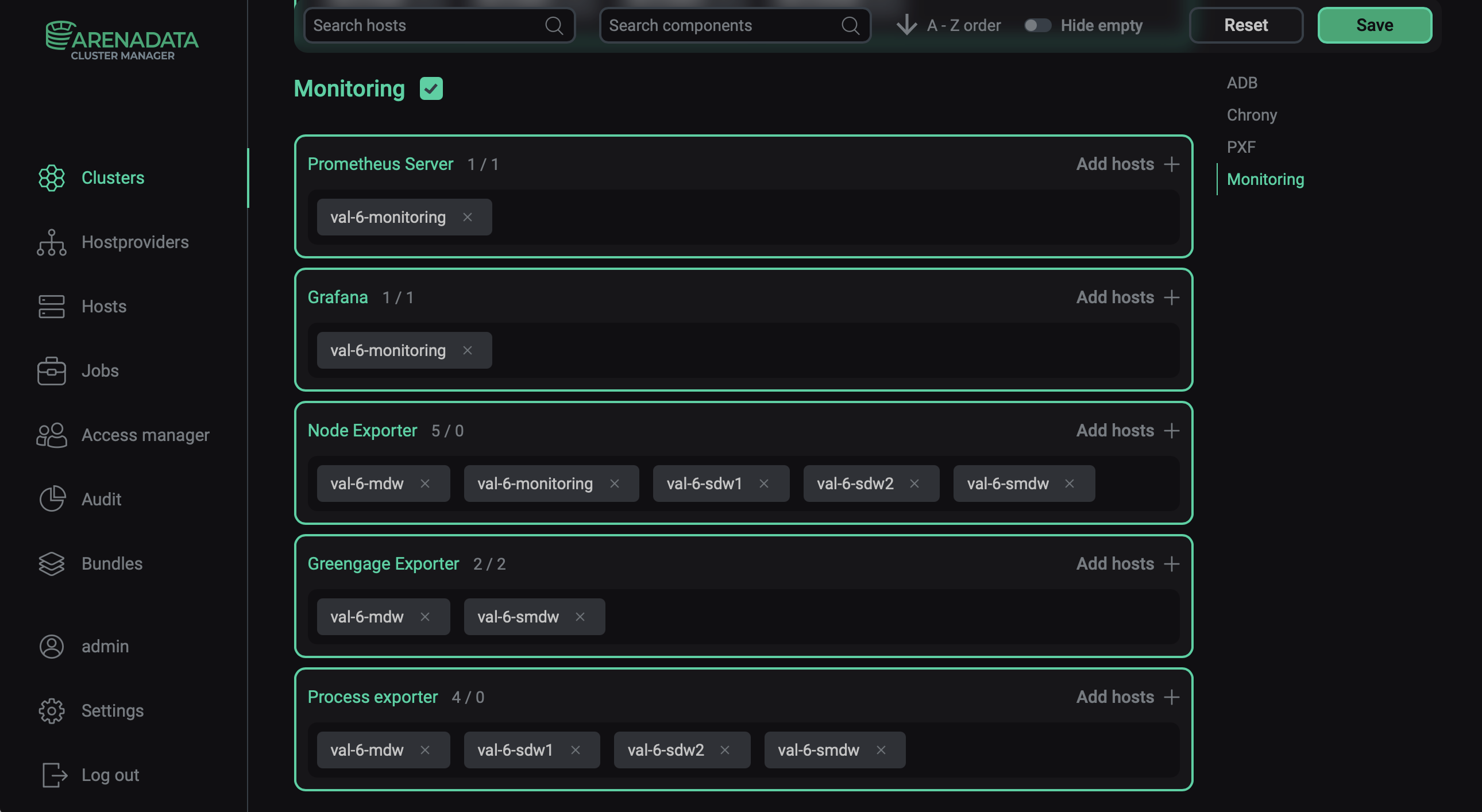 Mapping of monitoring components