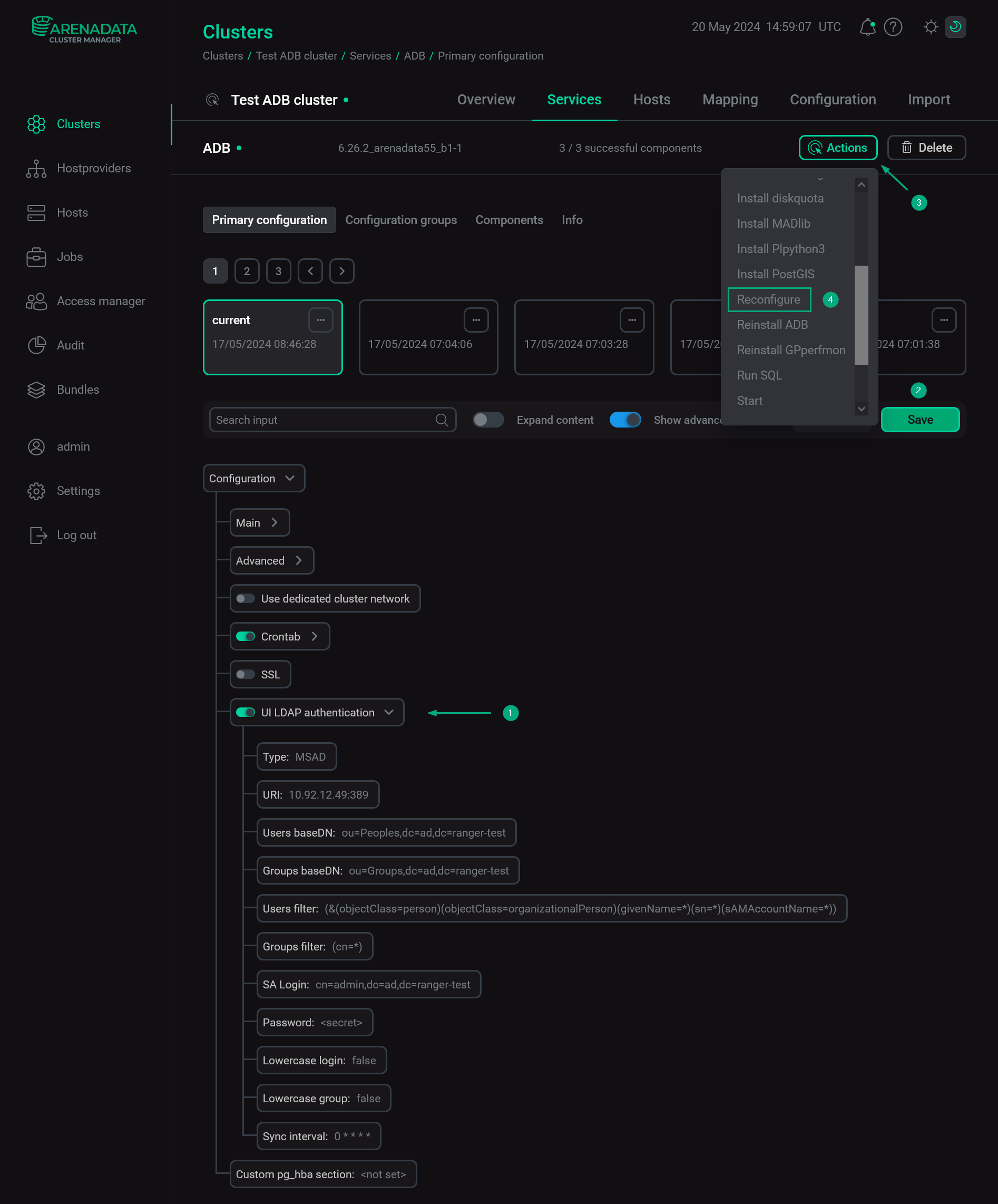 Configure LDAP authentication for ADB via ADCM