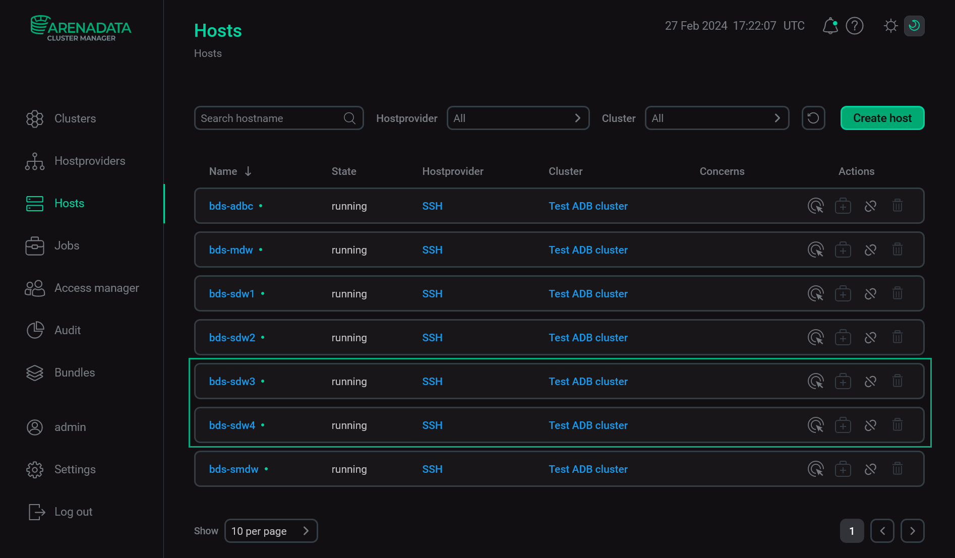 New hosts on the Hosts page