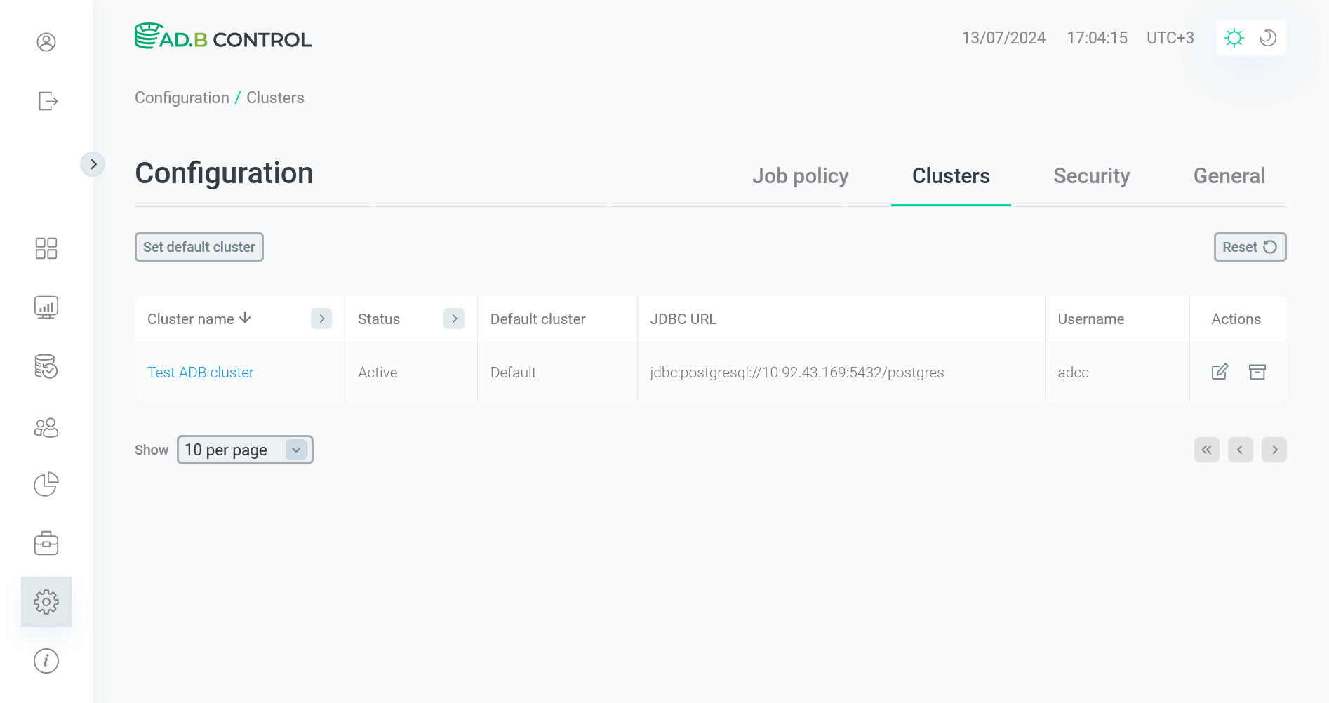 adbc config clusters light