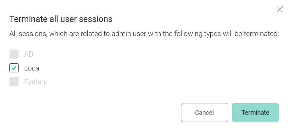 Confirm termination of several sessions