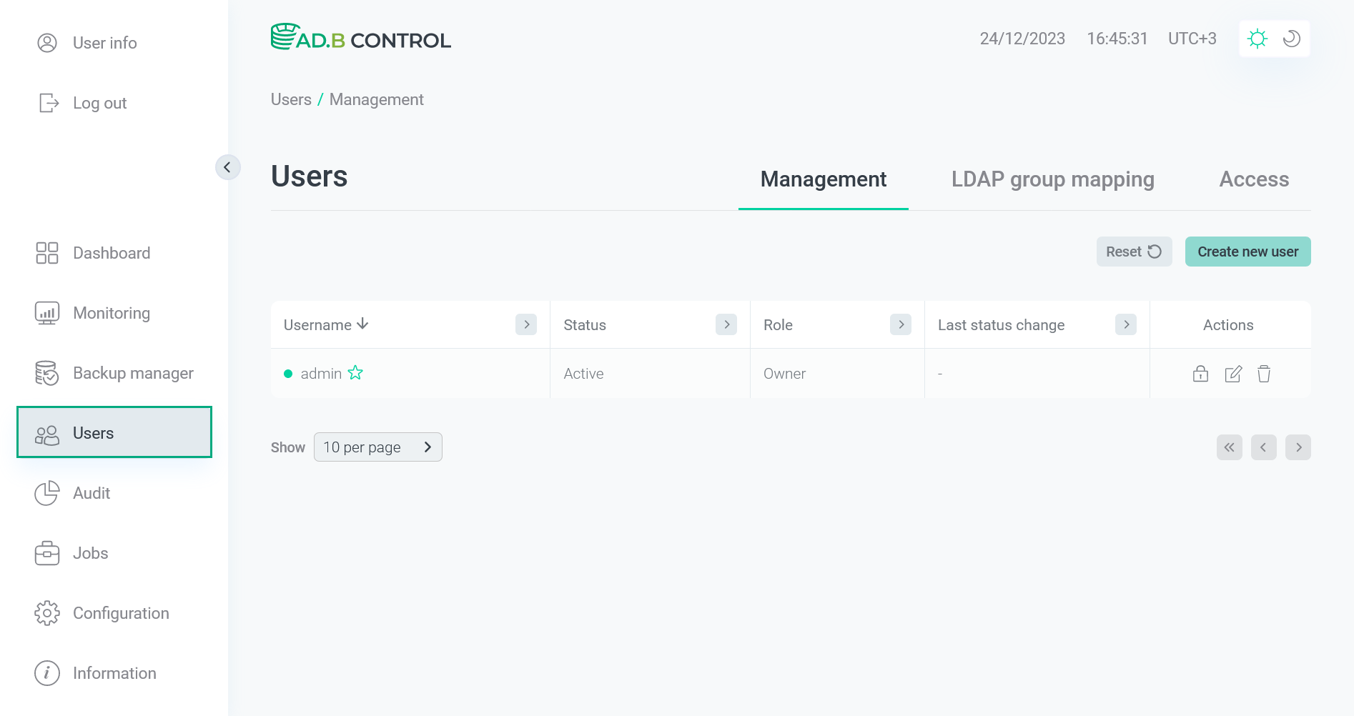 adbc users manage light