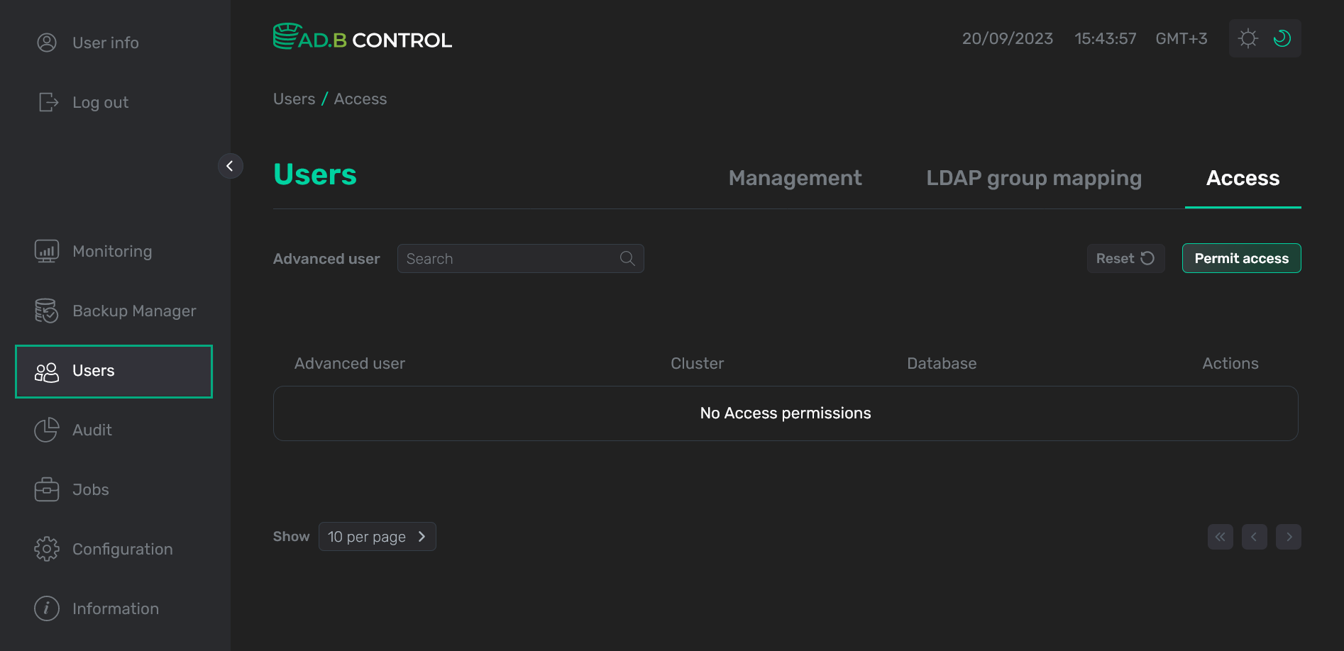 The Users → Access tab