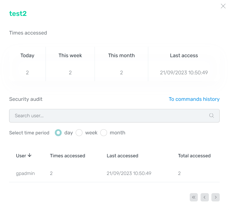 Modal window with audit details