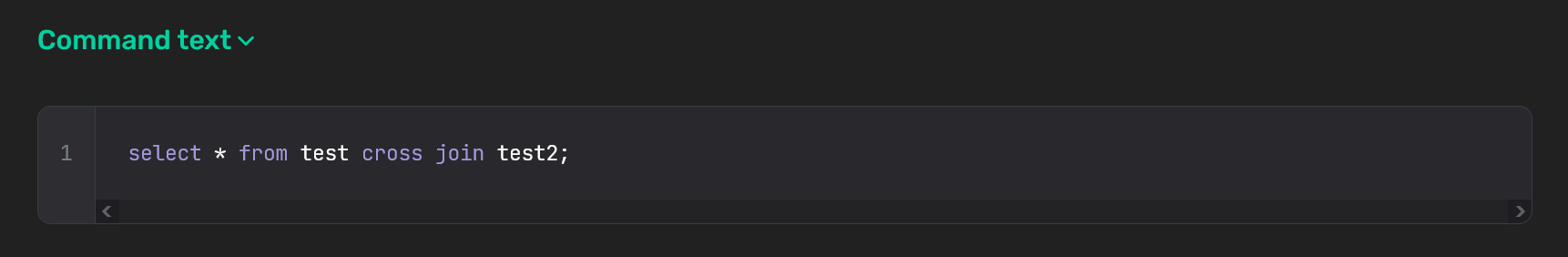 The Command text section