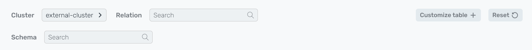 Filters on the Monitoring → Commands → Queries → History tab