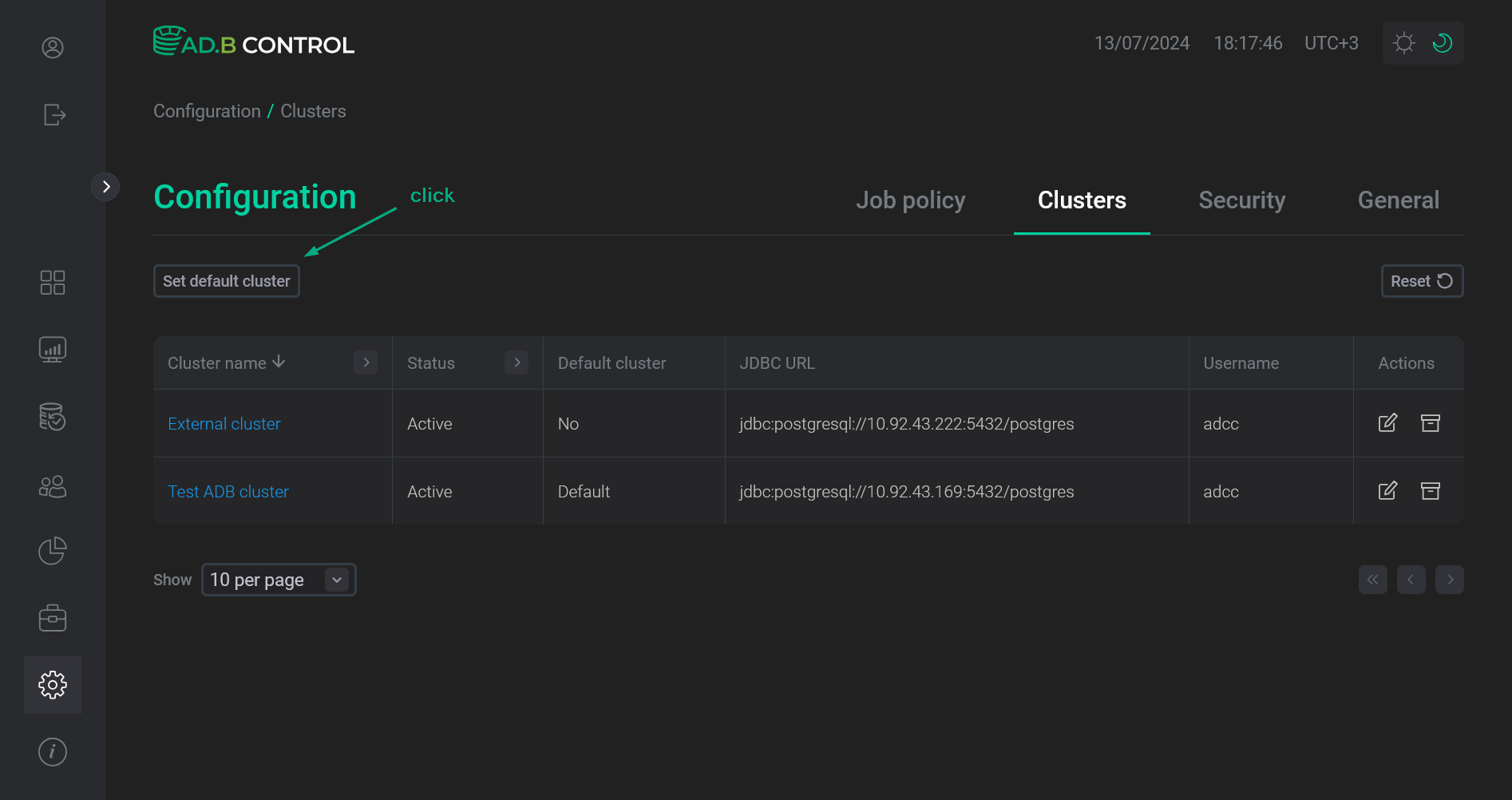 Switch to setting a default cluster