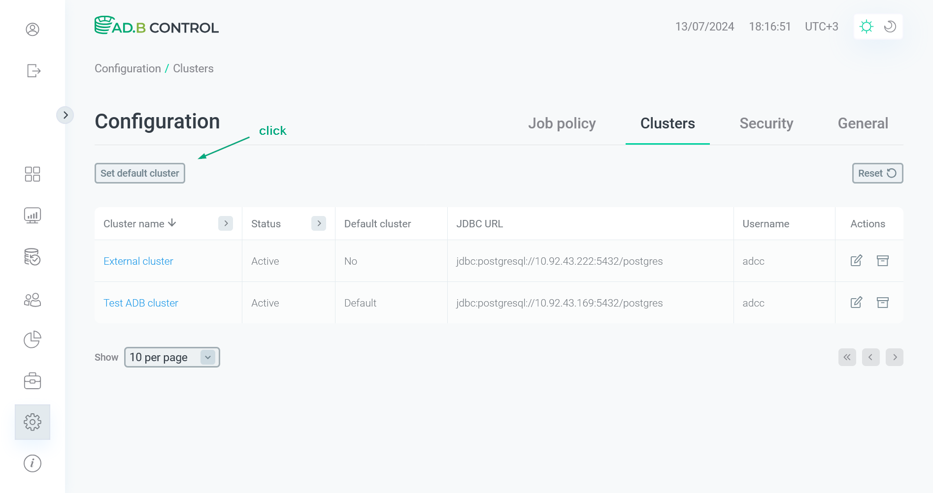 Switch to setting a default cluster