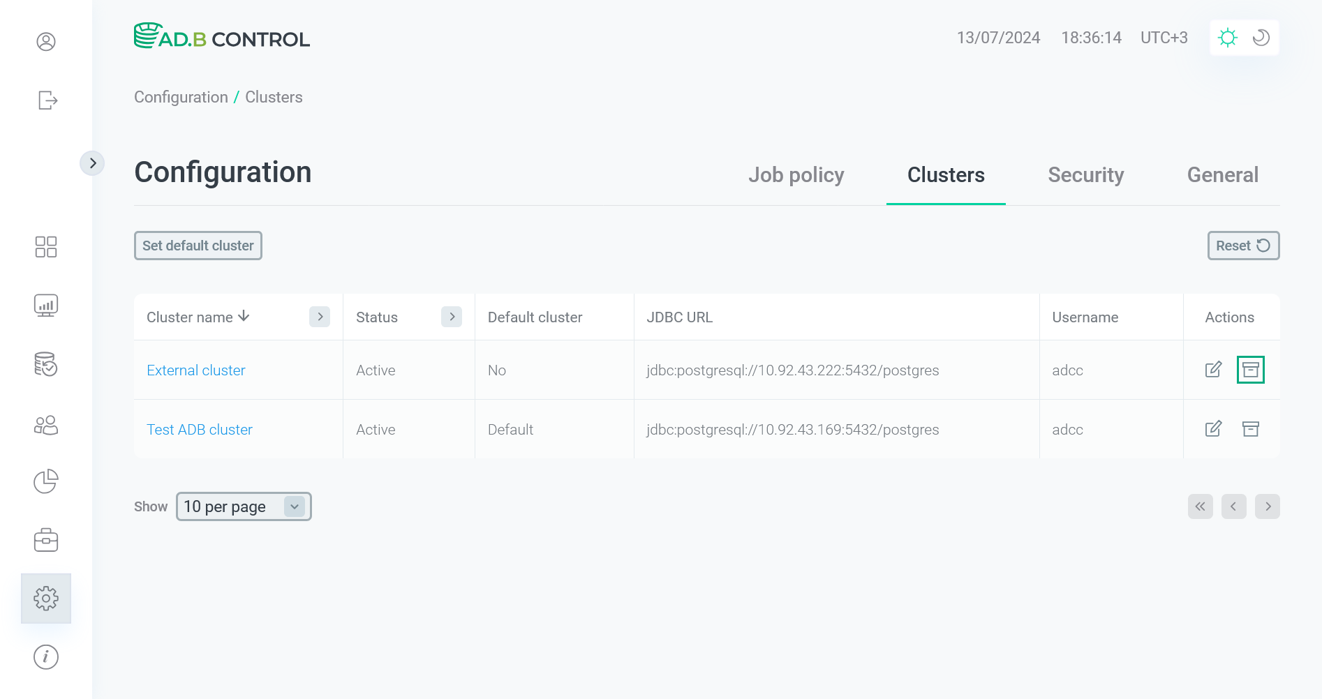Switch to archiving a cluster