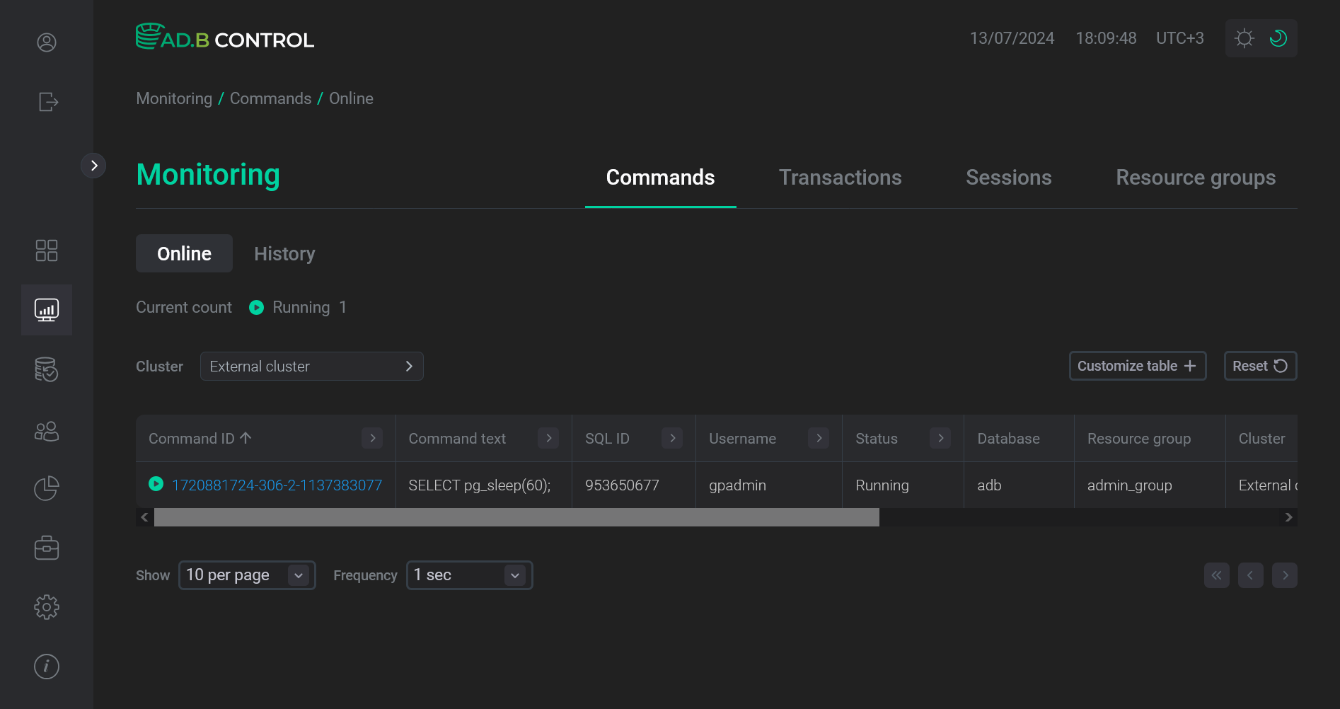 Cluster is available for monitoring