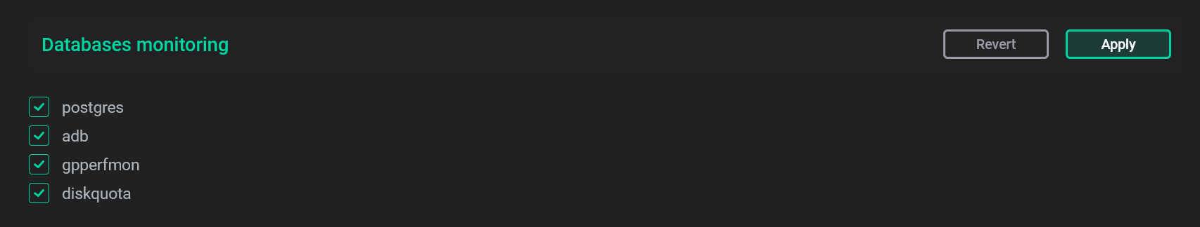 Select databases for monitoring