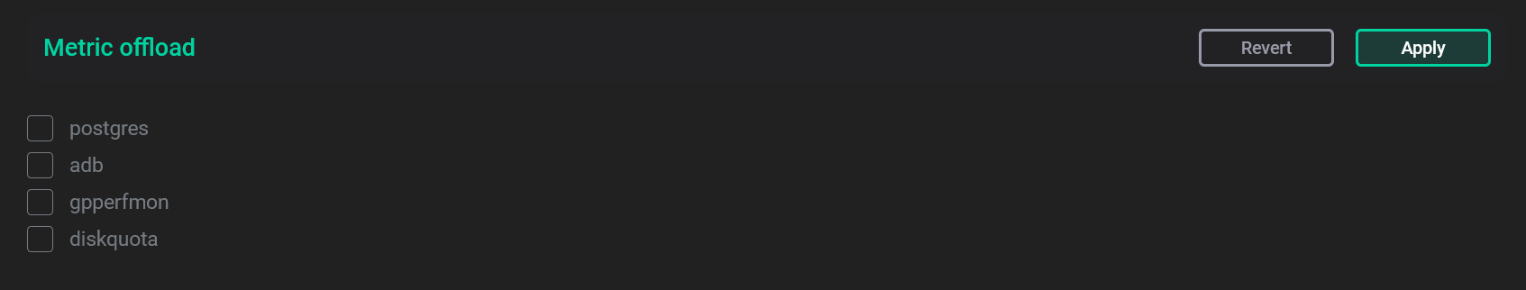 Select databases to offload metrics