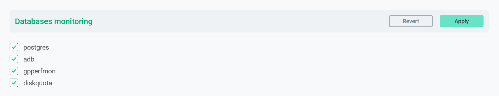 Select databases for monitoring