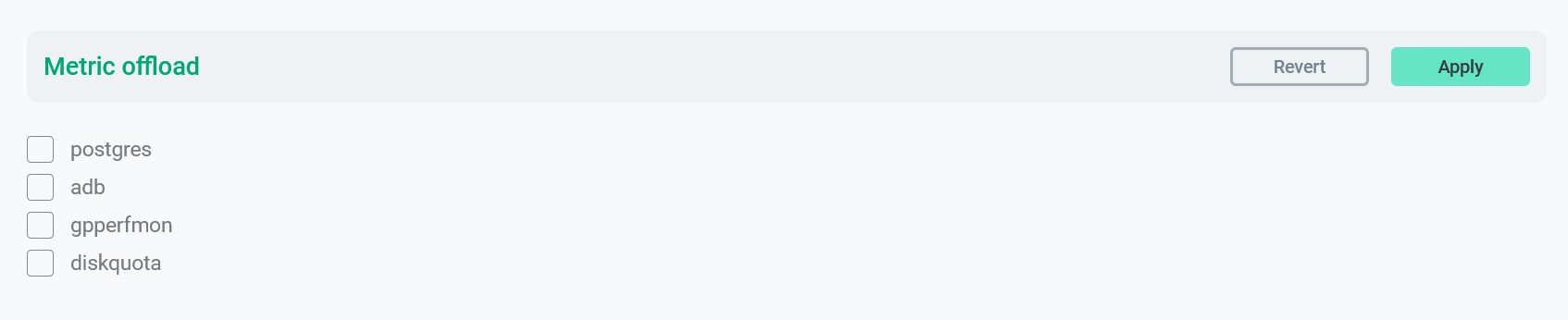 Select databases to offload metrics