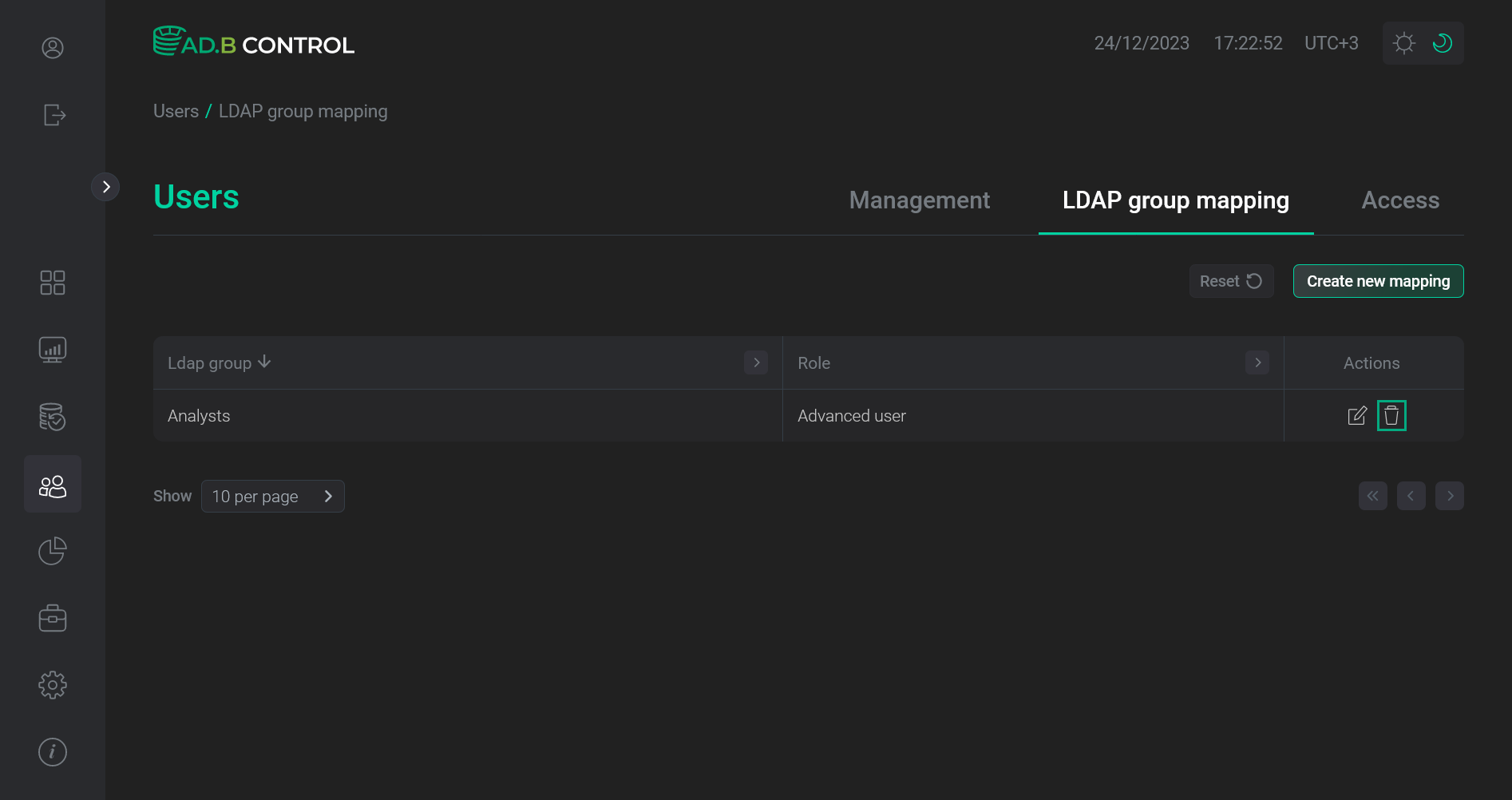 Switch to deleting a mapping