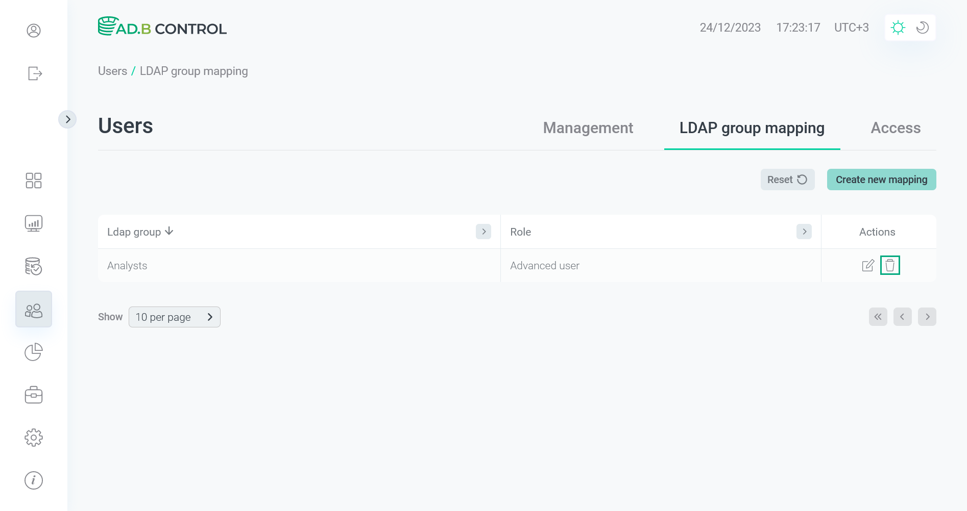 Switch to deleting a mapping