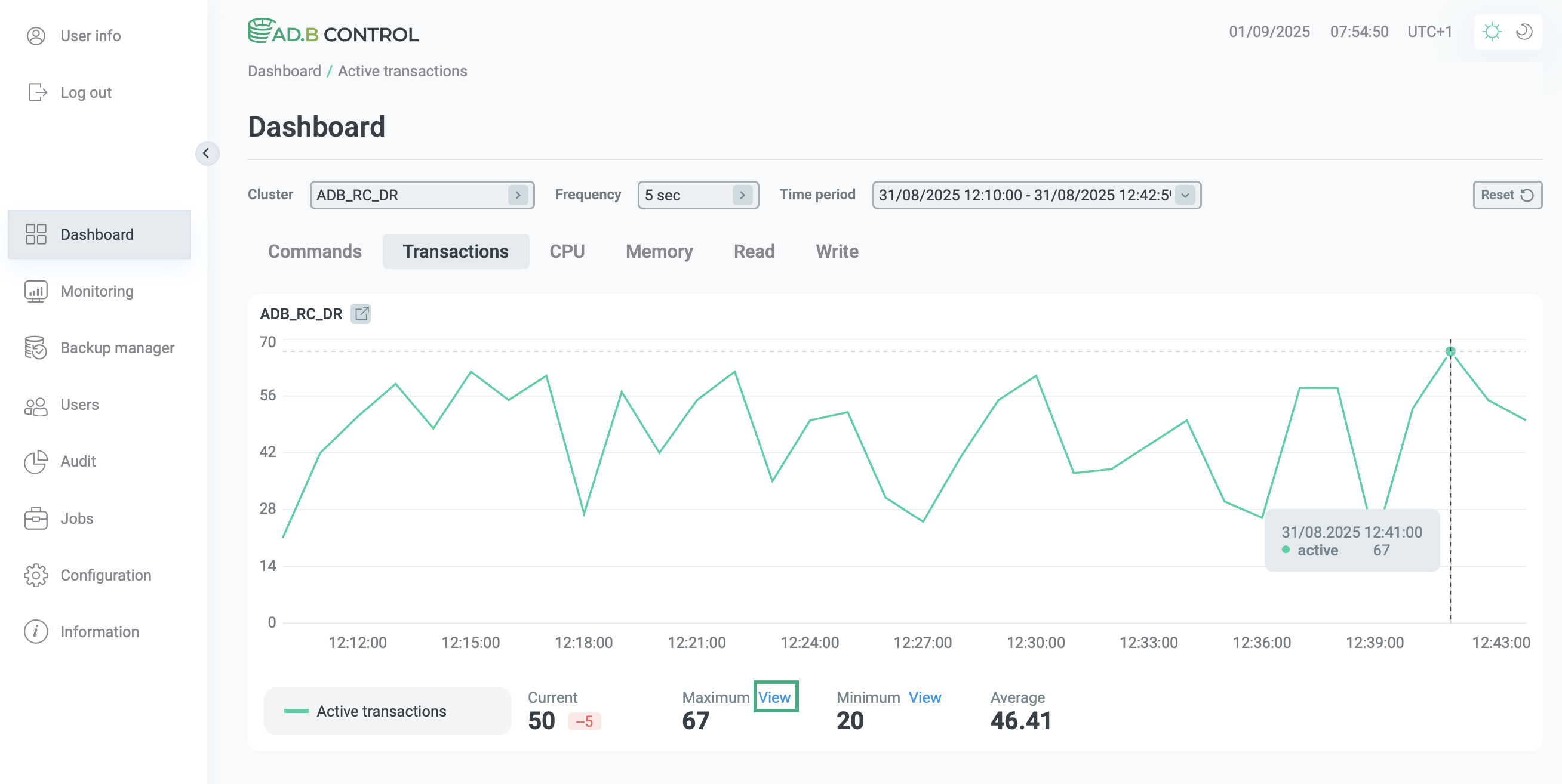 View the maximum metric value on the chart