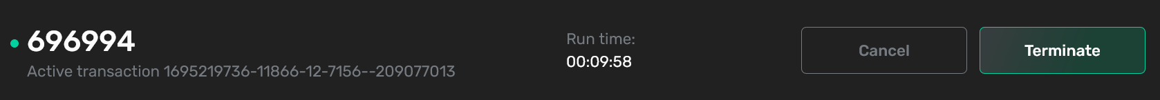 Header of the page with transaction details