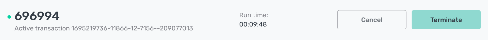 Header of the page with transaction details