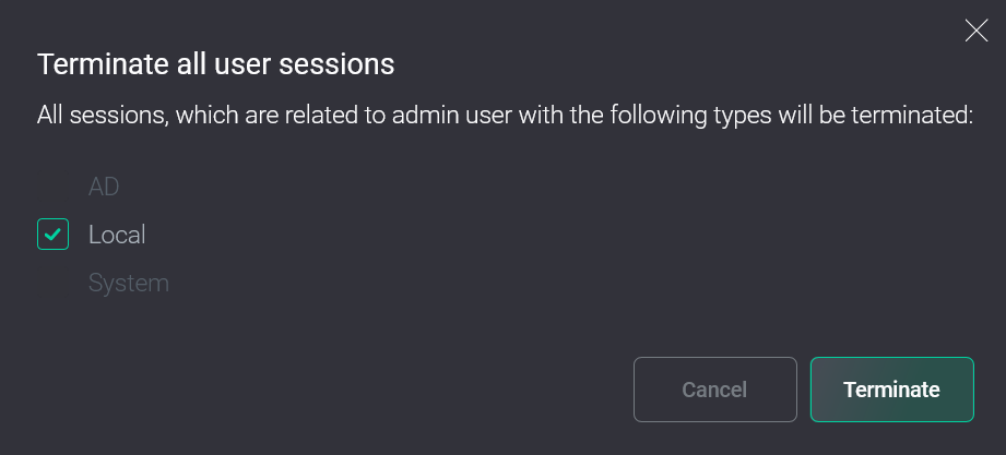 Confirm termination of several sessions