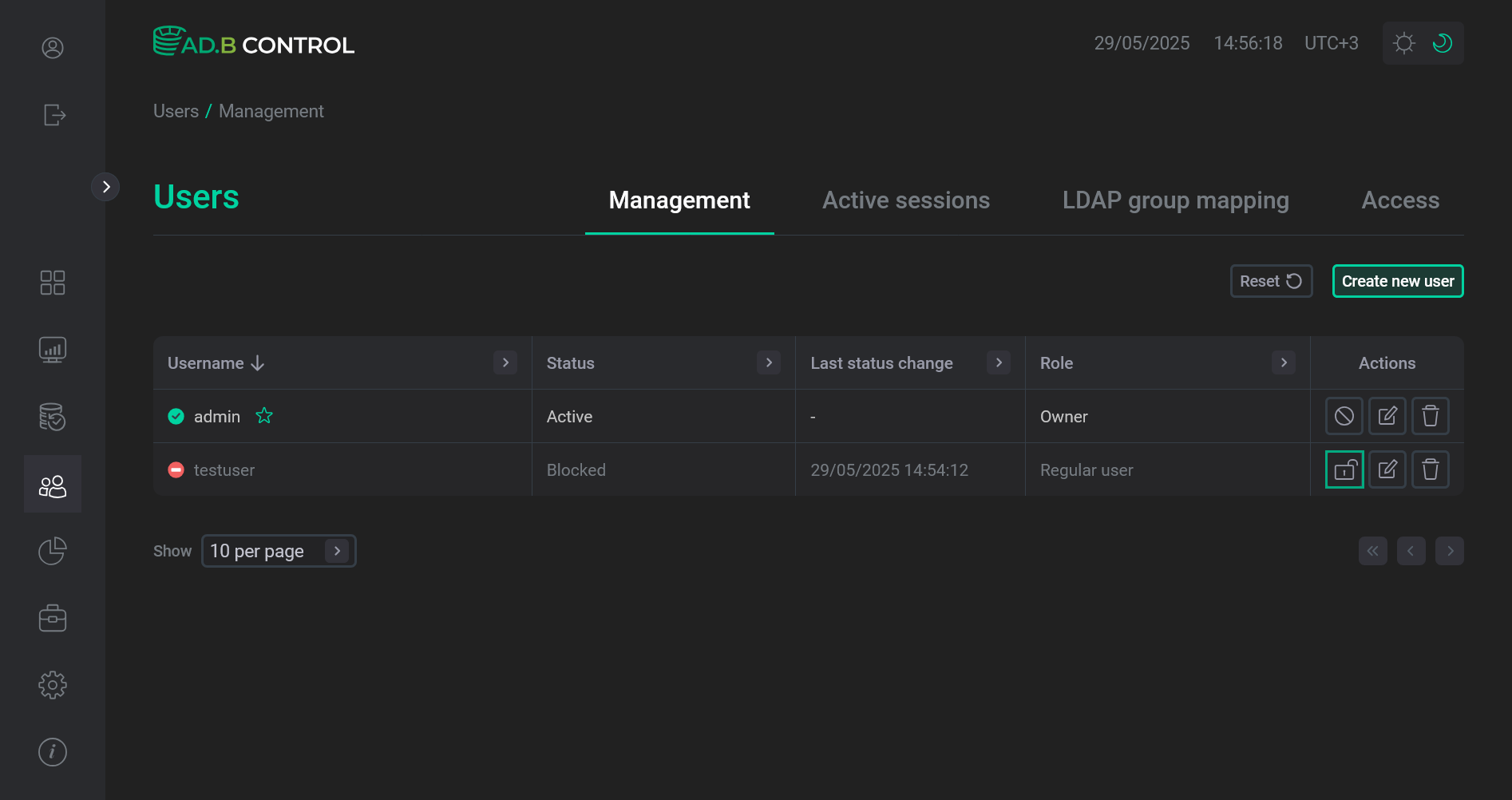 Switch to unblocking a user