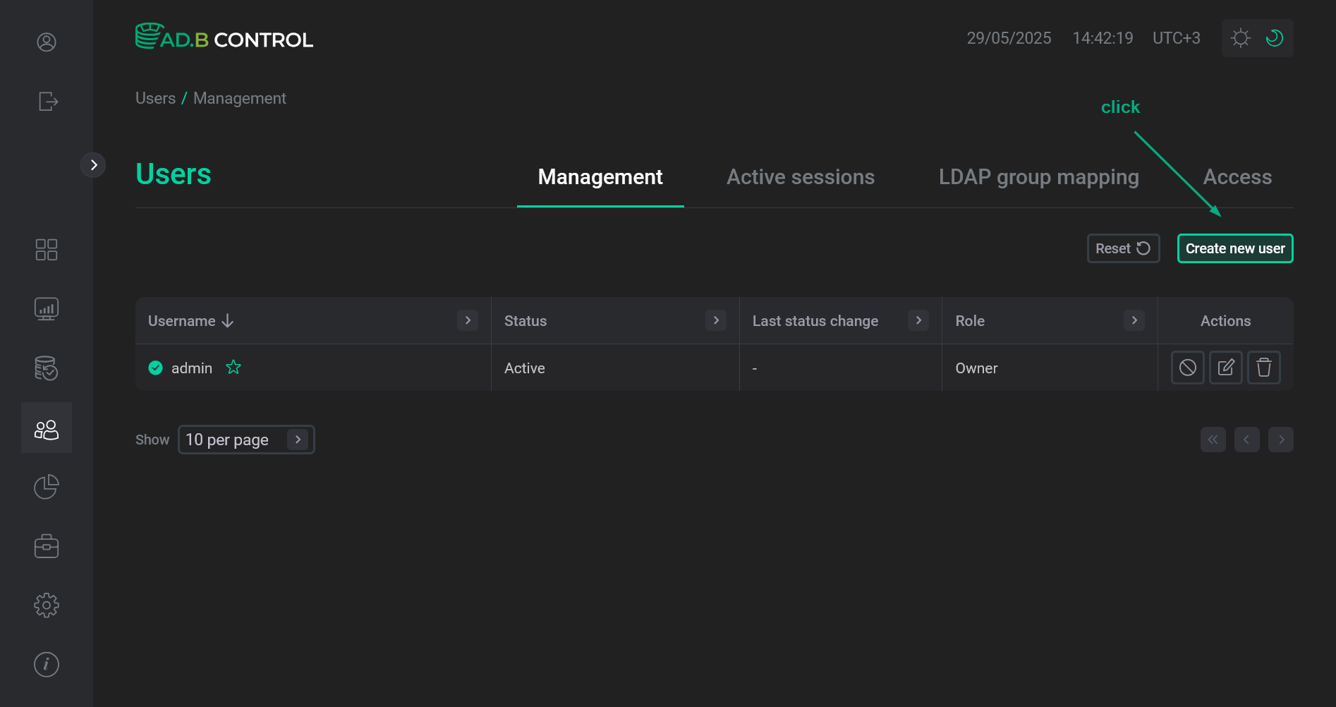 Switch to adding a user