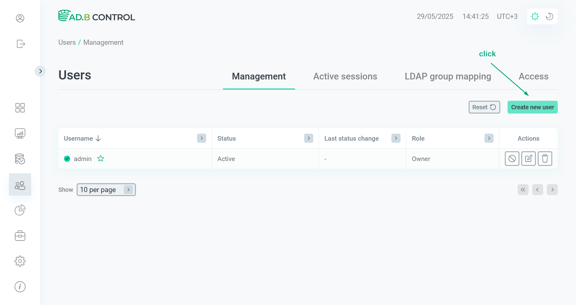 Switch to adding a user
