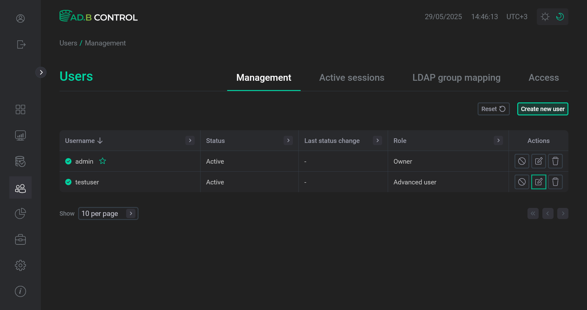 Switch to editing a user