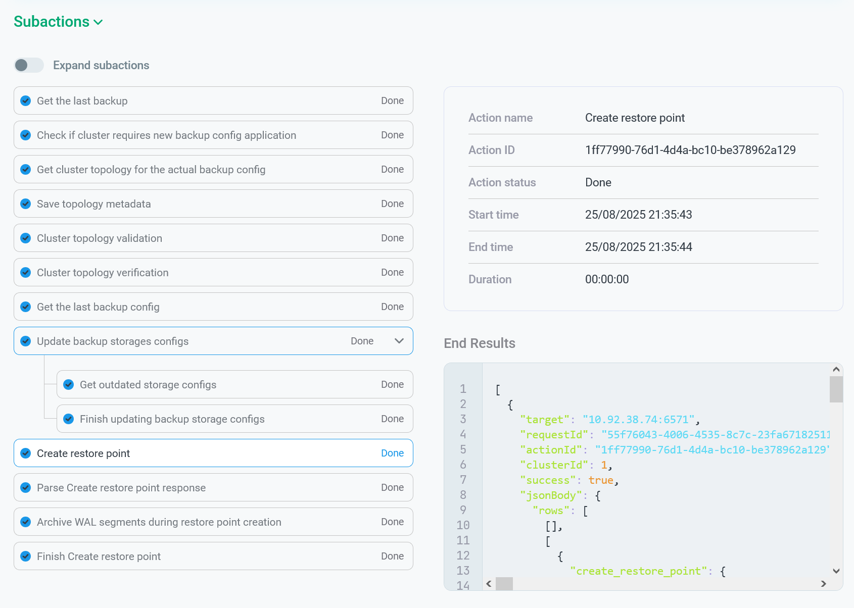 The End Results section