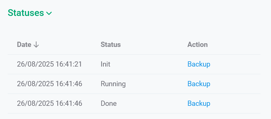 The Statuses section