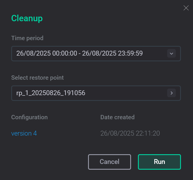 The Cleanup action form