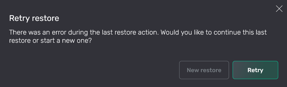Retry the last Common restore action