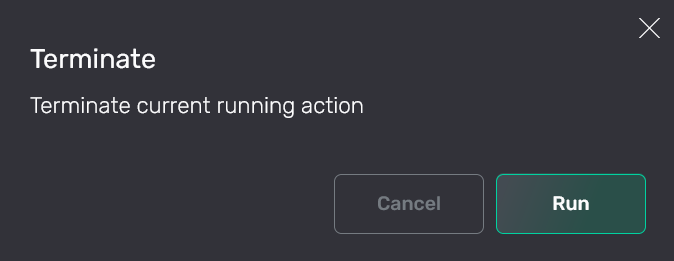 The Terminate action form