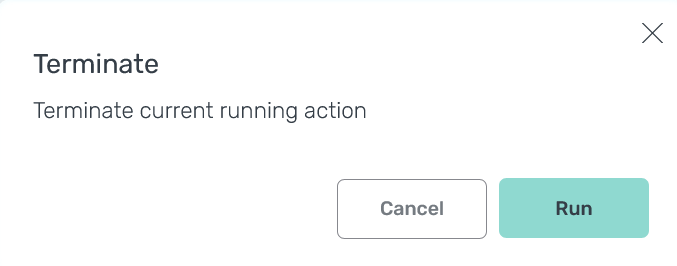 The Terminate action form