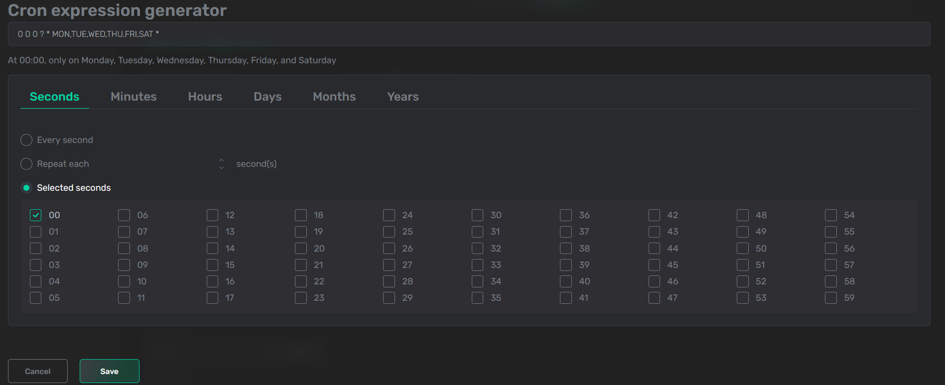 Cron expression generator