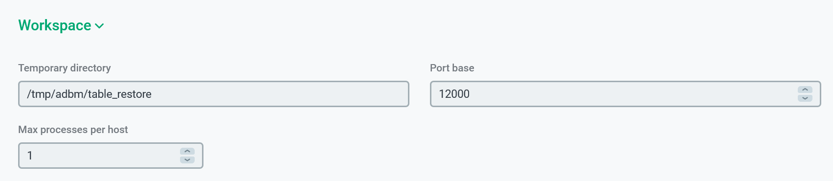 The Workspace section