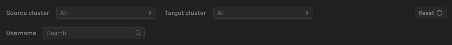 Filters on the Backup manager → Data flow → Configurations tab