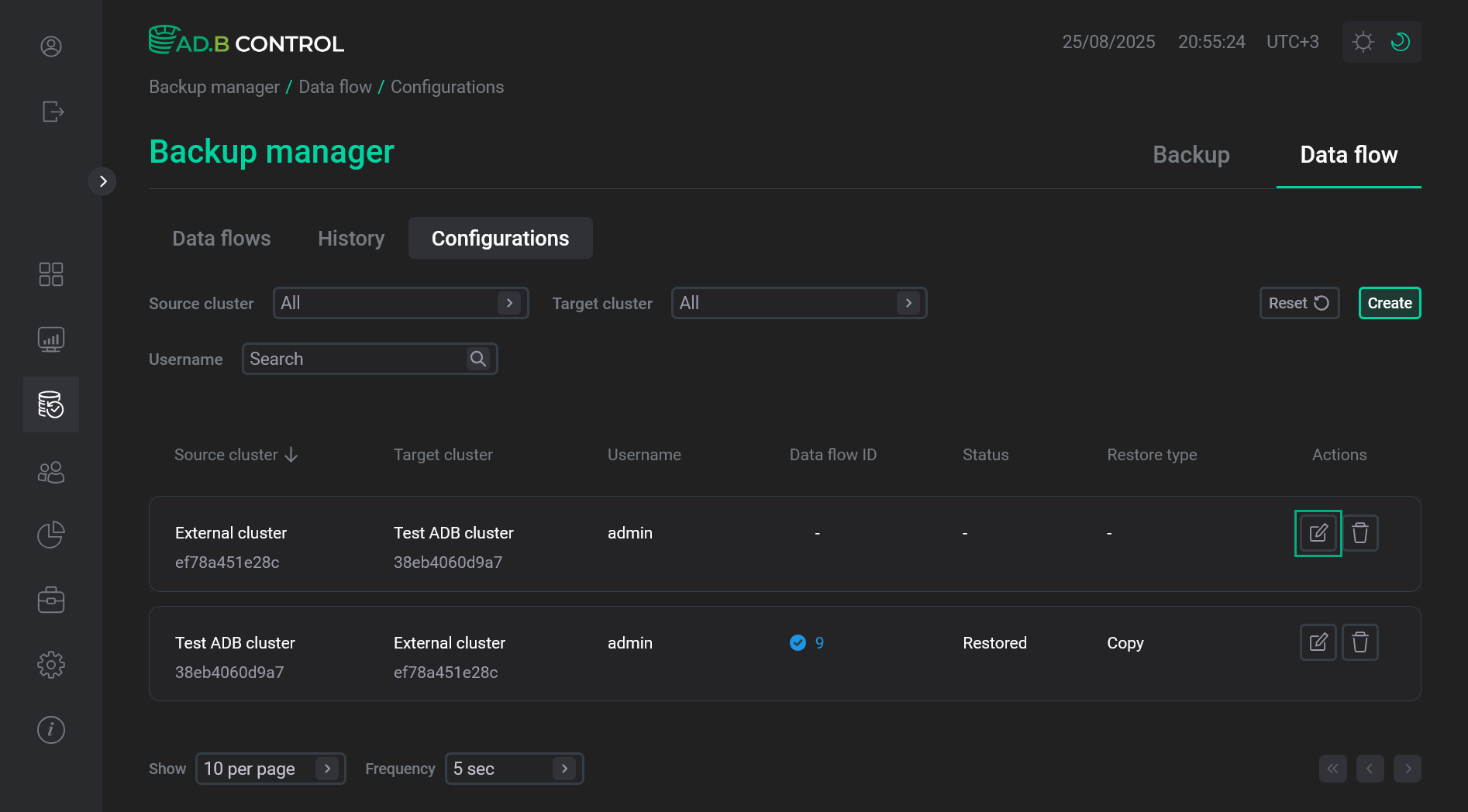 Switch to editing a configuration