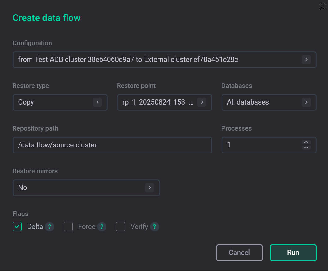 Data flow configuration with the Copy type