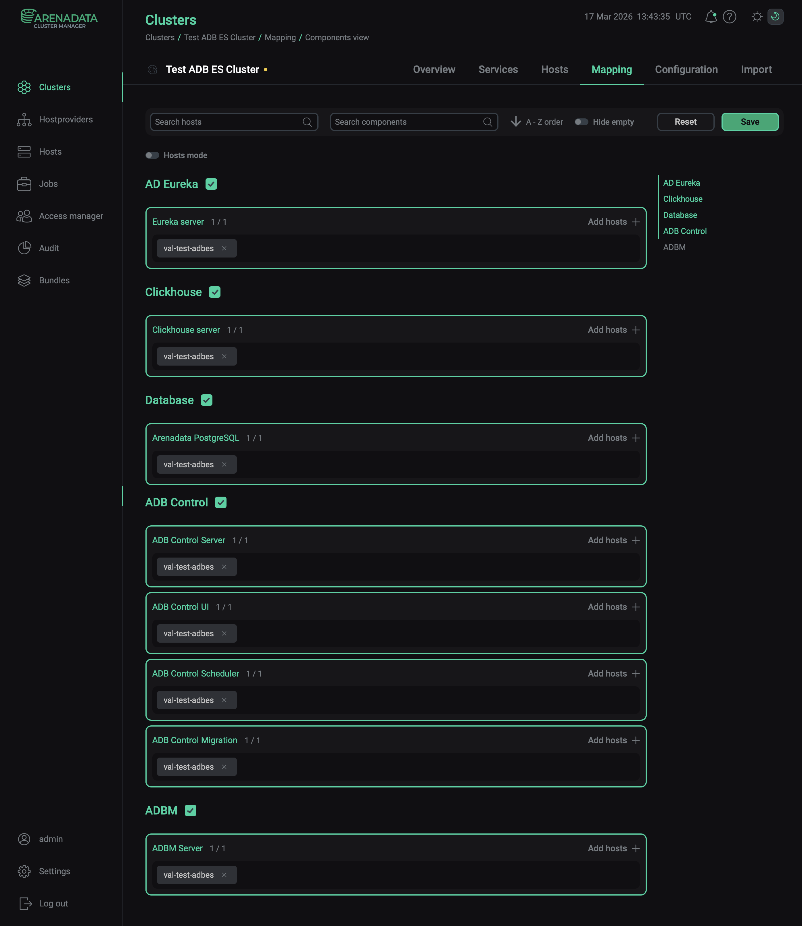 Save mapping of components