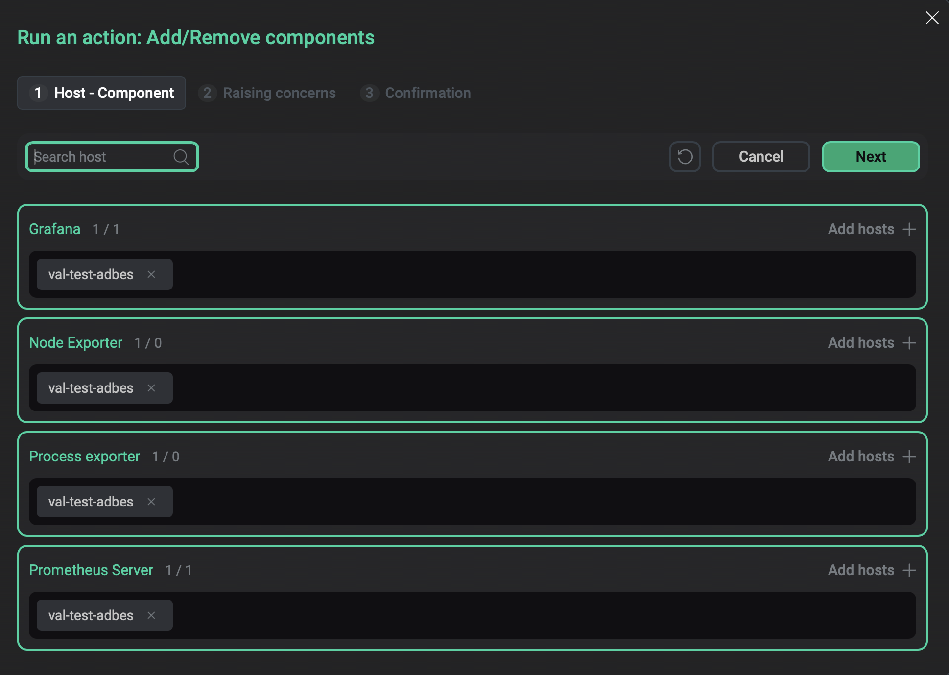The Add/Remove components window