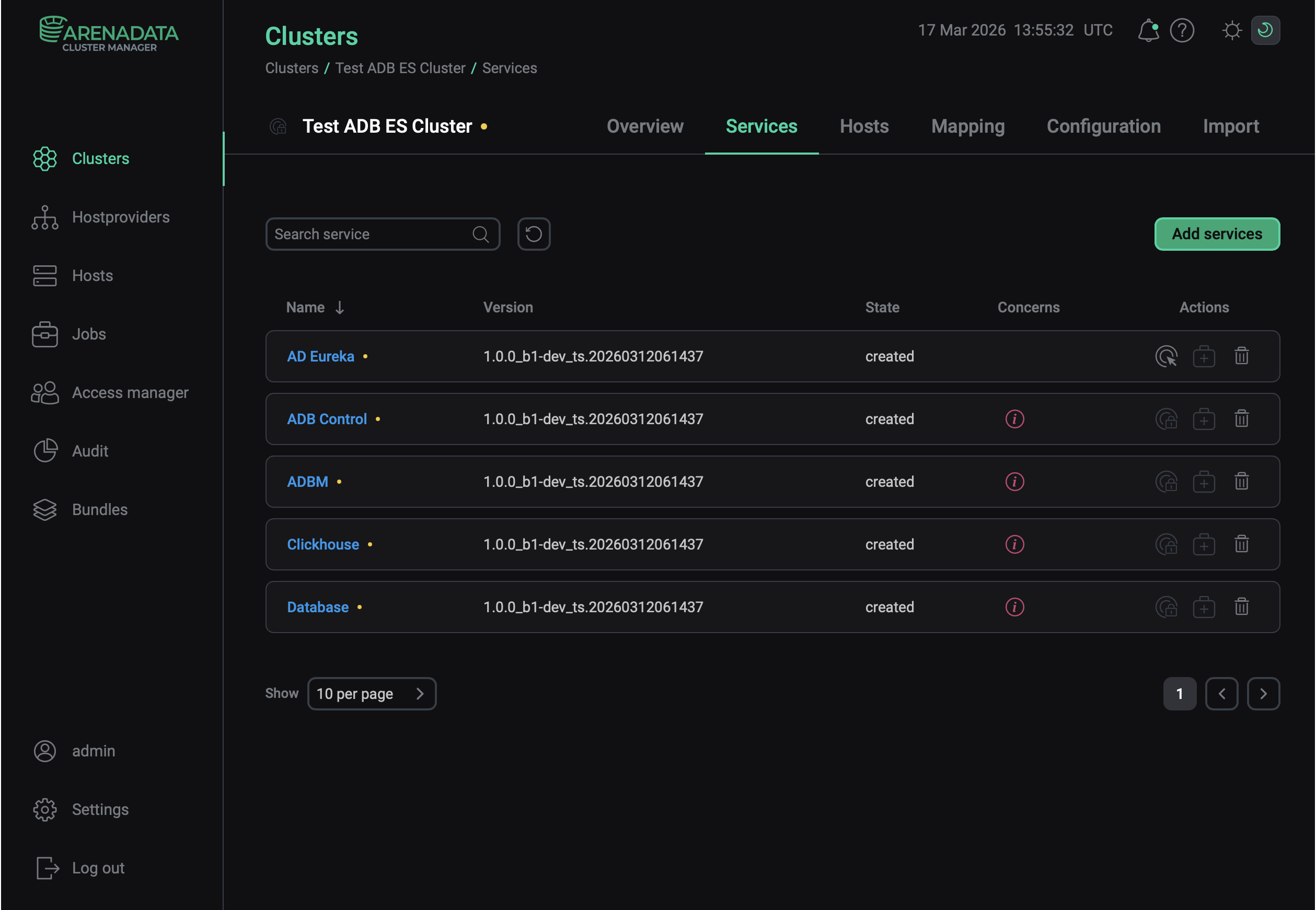 Switch to configuring a service
