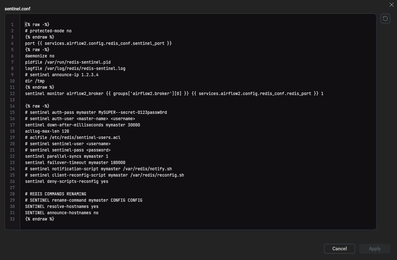 Example of a file configuration parameter