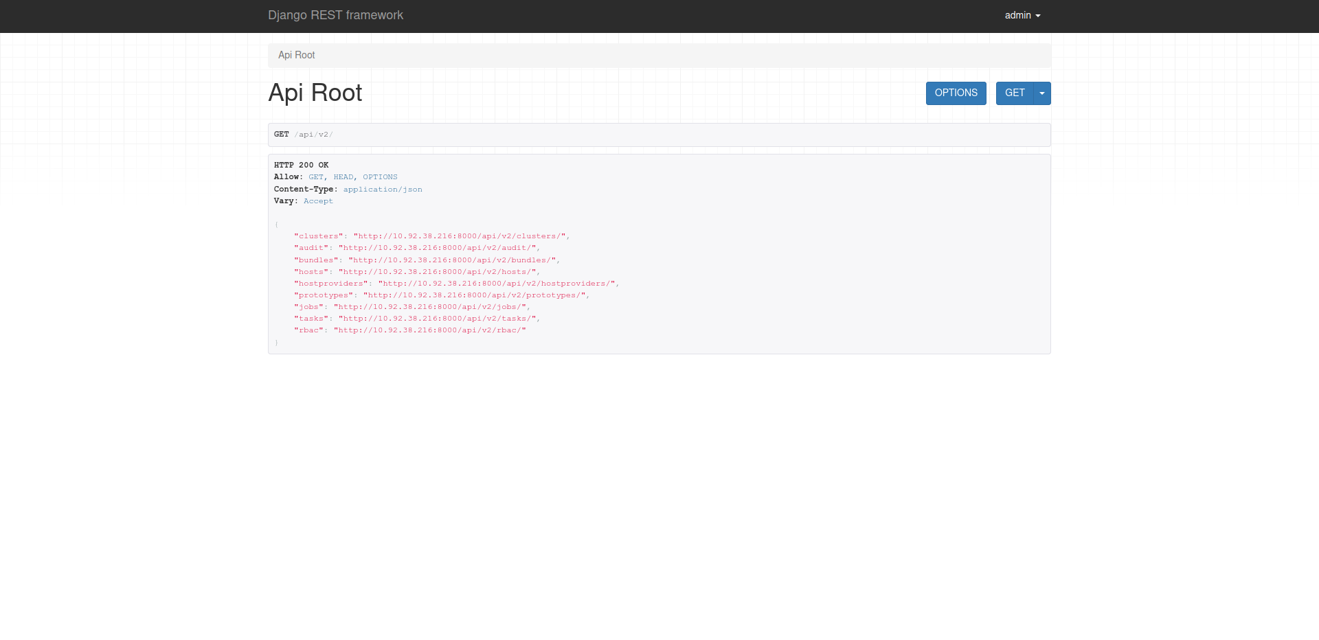API Root page
