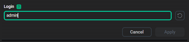 The Login dialog
