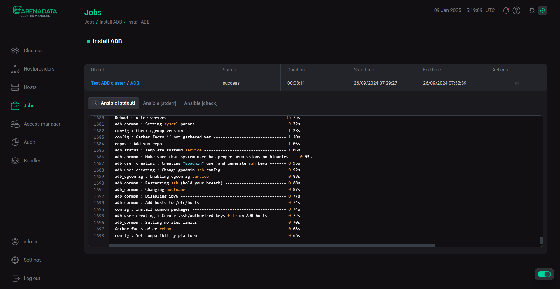 The Install ADB subjob page